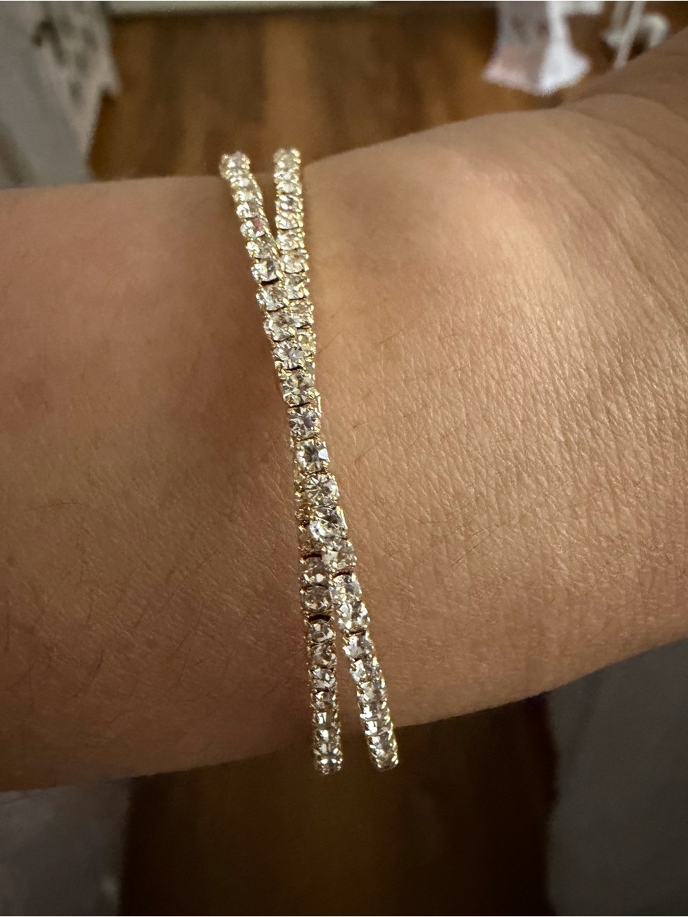 Gold Crystal Double-Row Tennis Bracelet - Women Jewelry